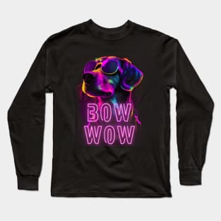 Beagle Wave Cool Pooch Retro 80's Bow Wow Long Sleeve T-Shirt